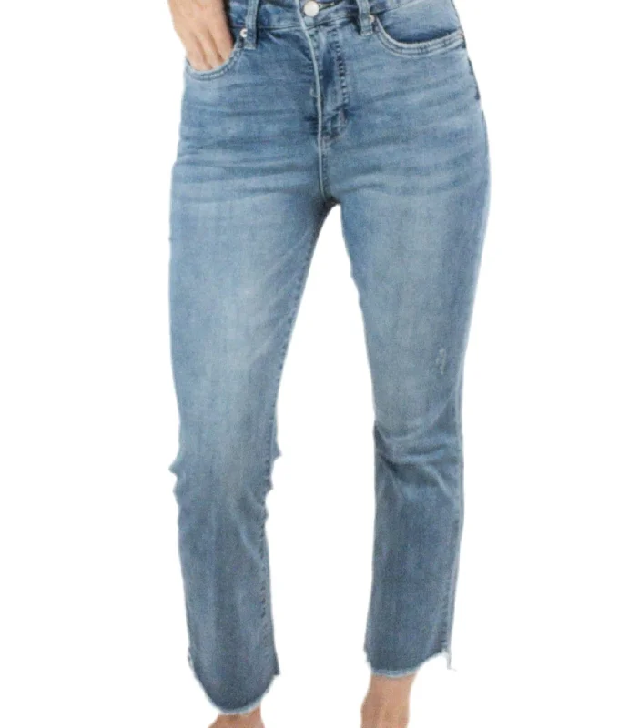 High Rise Bootcut Crop Jeans In Blue