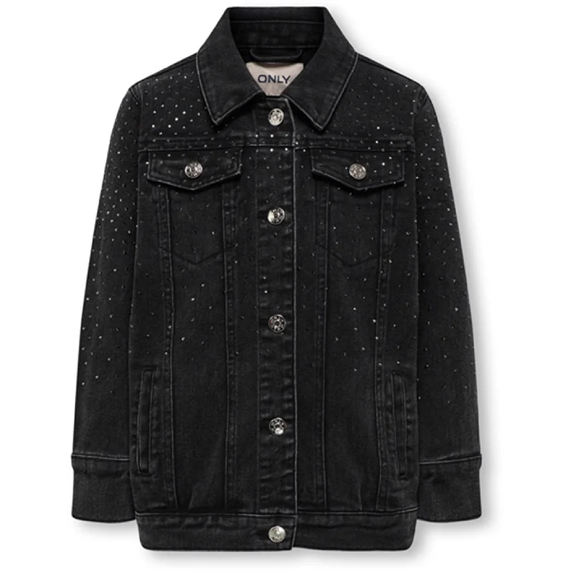 Kids ONLY Washed Black Jagger Rhinsten Denim Jacket