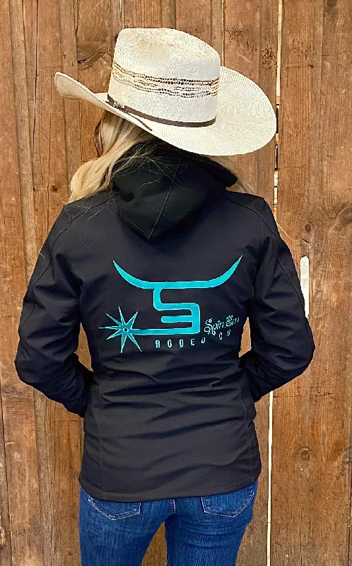 Ladies Black Jacket Teal Logo