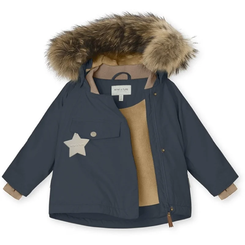 MINI A TURE Wang Fleece Fur Winter Jacket Blue Nights