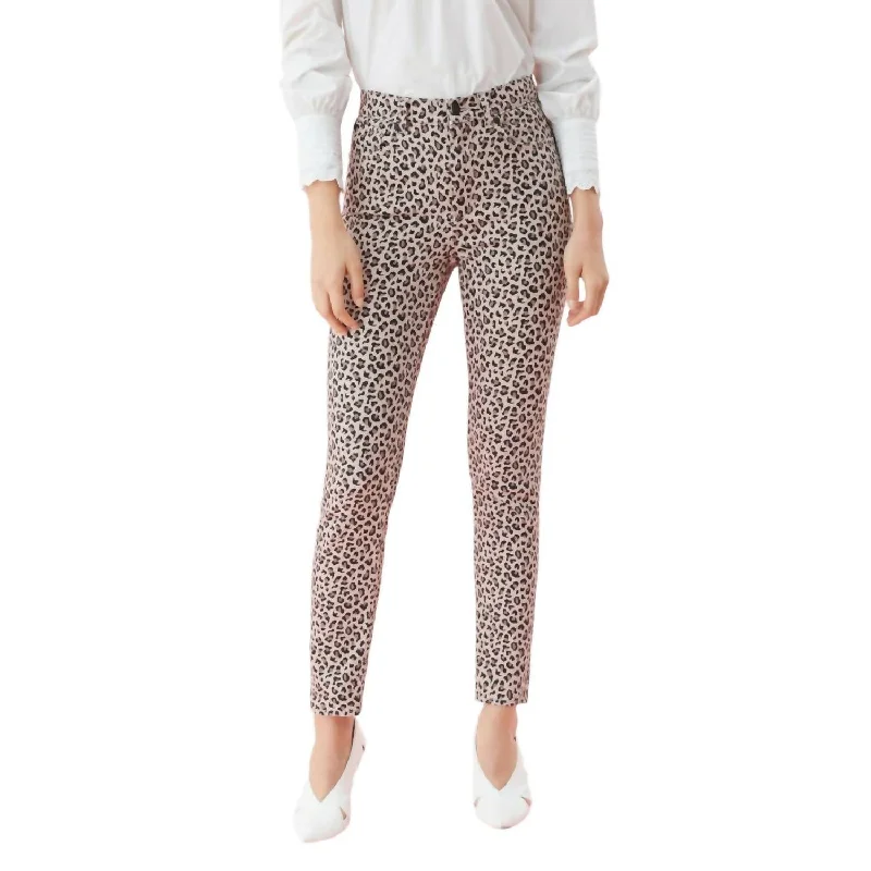 Ocelot Ines Leopard Print Skinny Jeans In Beige