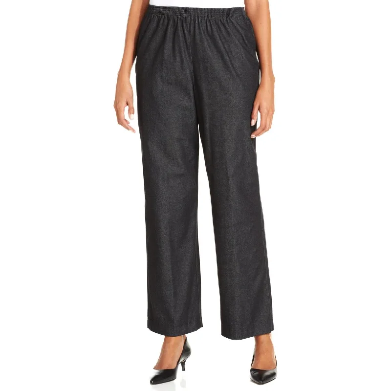 Petites Womens Comfort Waist Pull On Straight Leg Pants