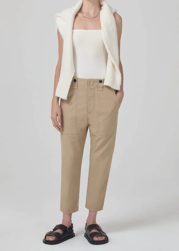 Pony Boy Utility Pants In Khaki Classic