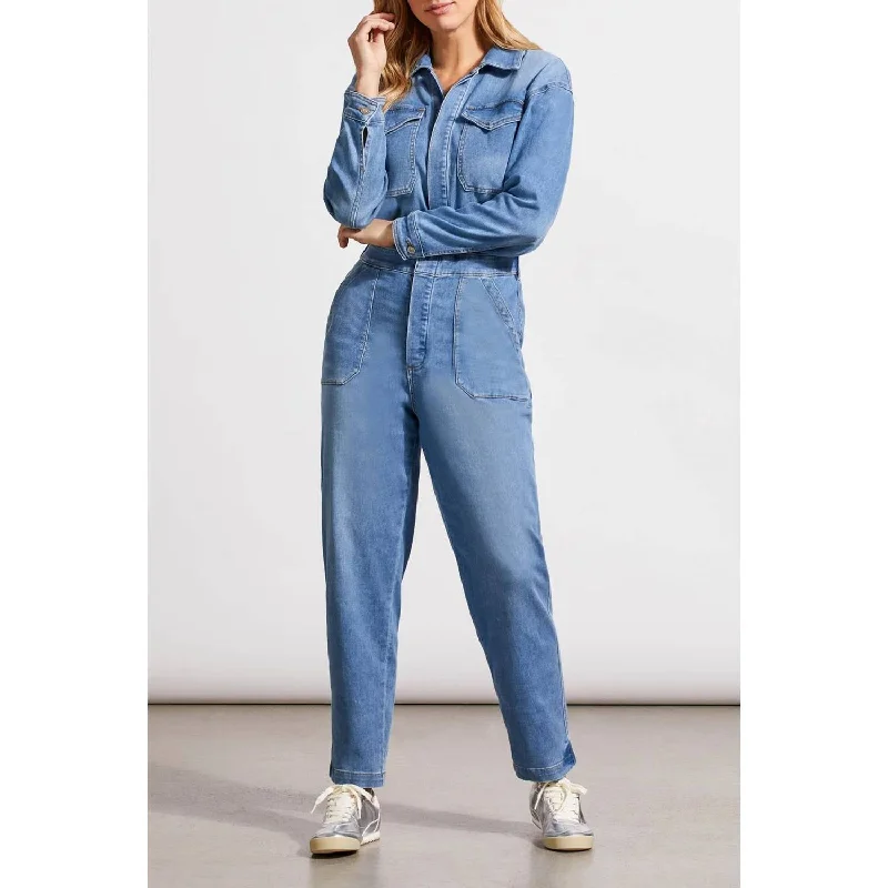 Relaxed Crop Jumpsuit In Sky Blue