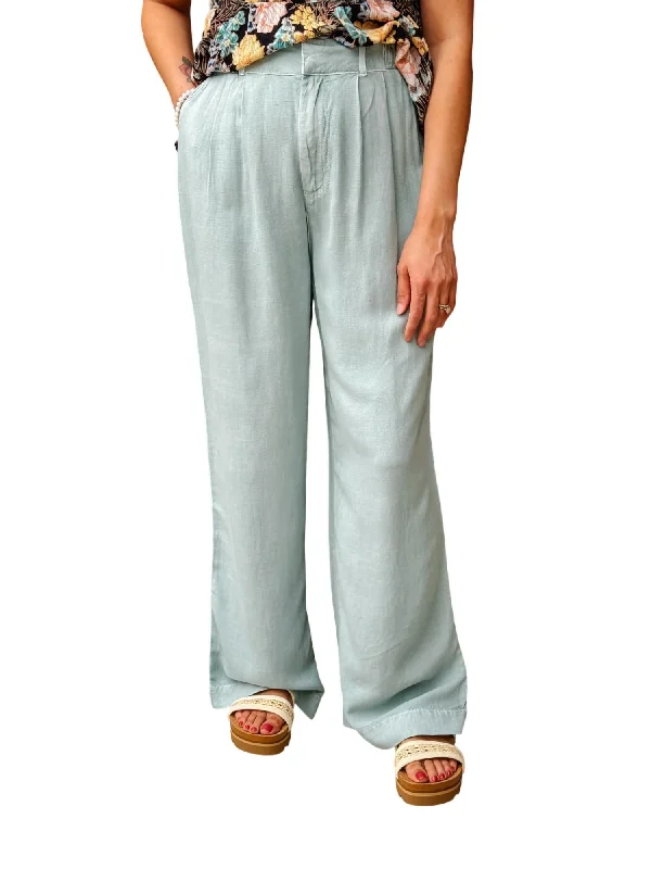 Rowan Linen Blend Pant In Silver Blue