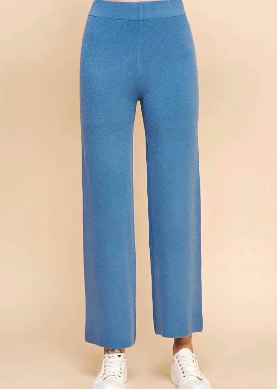 Straight Leg Sweater Pants In Dusty Blue