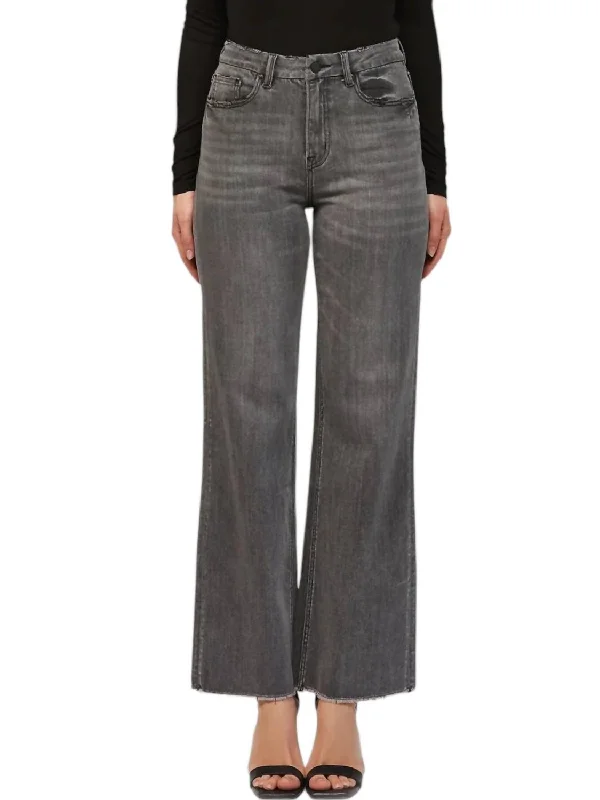 Super Wide Leg Super Soft Jeans In Dark Grey