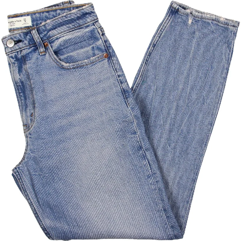 The Mom Womens High-Rise Distressed Mom Jeans