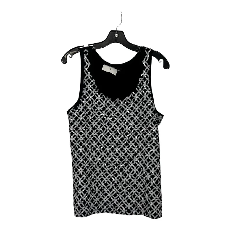 Top Sleeveless By Charter Club O In Black White, Size: L