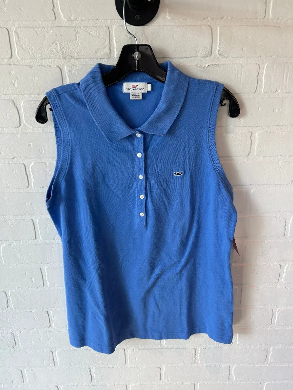 Top Sleeveless By Vineyard Vines In Blue & Brown, Size: L