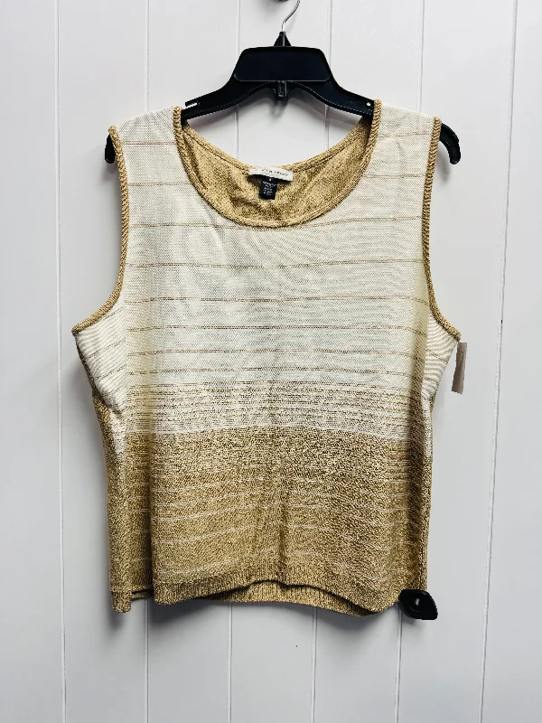 Top Sleeveless Luxury Designer By St John Collection In Cream & Tan, Size: Xl