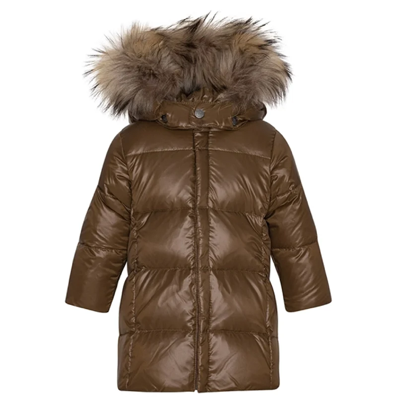 Ver de Terre Featherlight Baby Girls Down Coat w. Fur Kangaroo