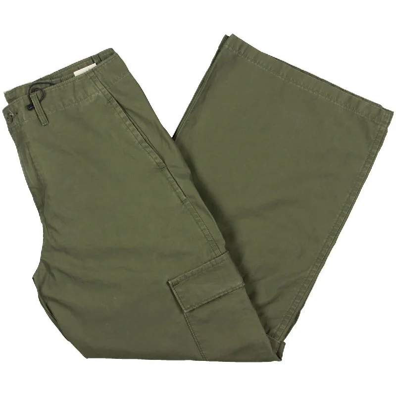 Womens Cotton Mid-Rise Cargo Pants