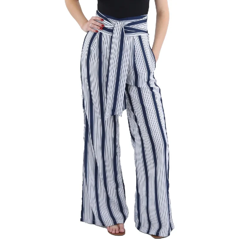 Womens High Waist Striped Trouser Pants