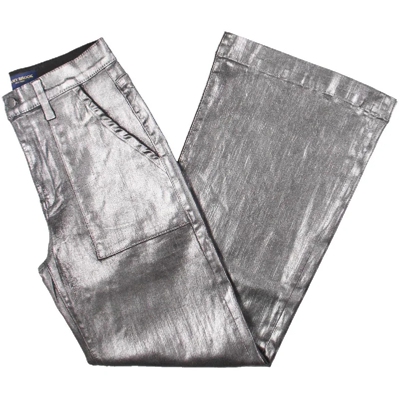 Womens Metallic Cropped Cropped Pants