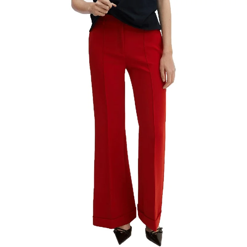 Womens Mid Rise Flare Trouser Pants