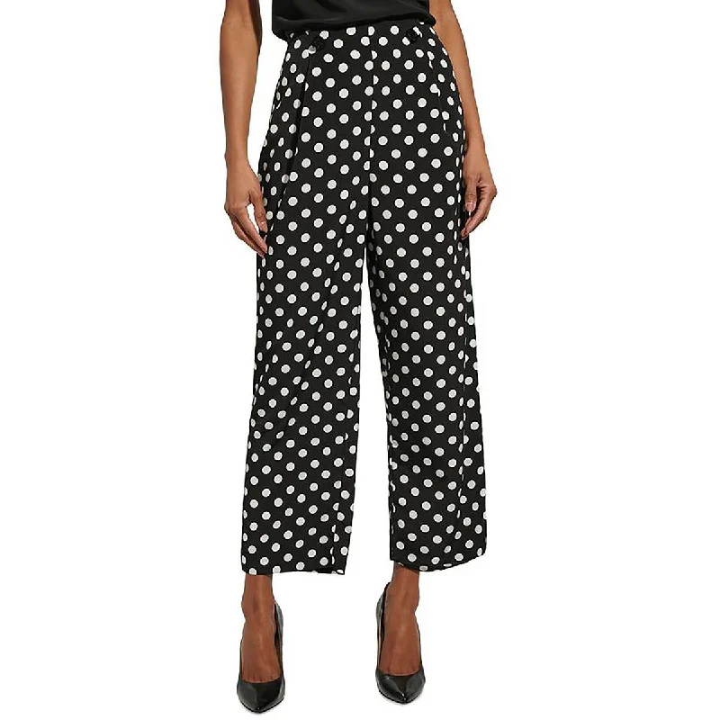 Womens Polka Dot Side Zip Wide Leg Pants