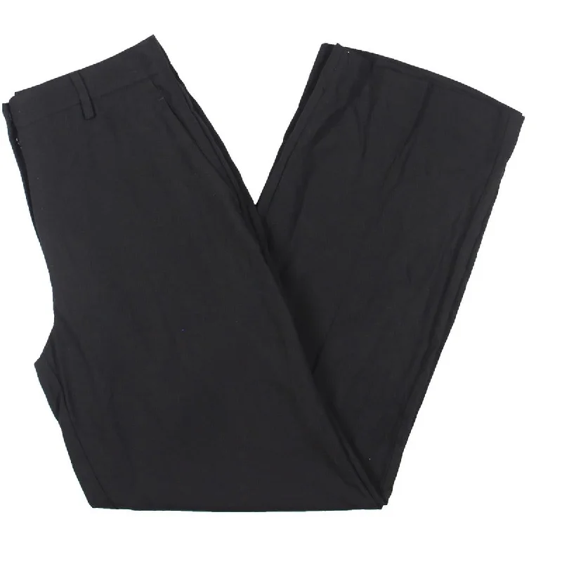 Womens Woven Textured Straight Leg Pants